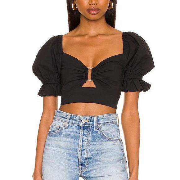 MORE TO COME Elizabeth Puff Sleeve Top in Black